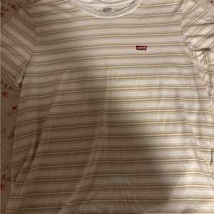 Levi's Men's Striped Tee in White and Tan